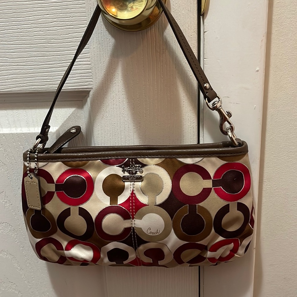 COACH Satin C logo clutch/ wristlet